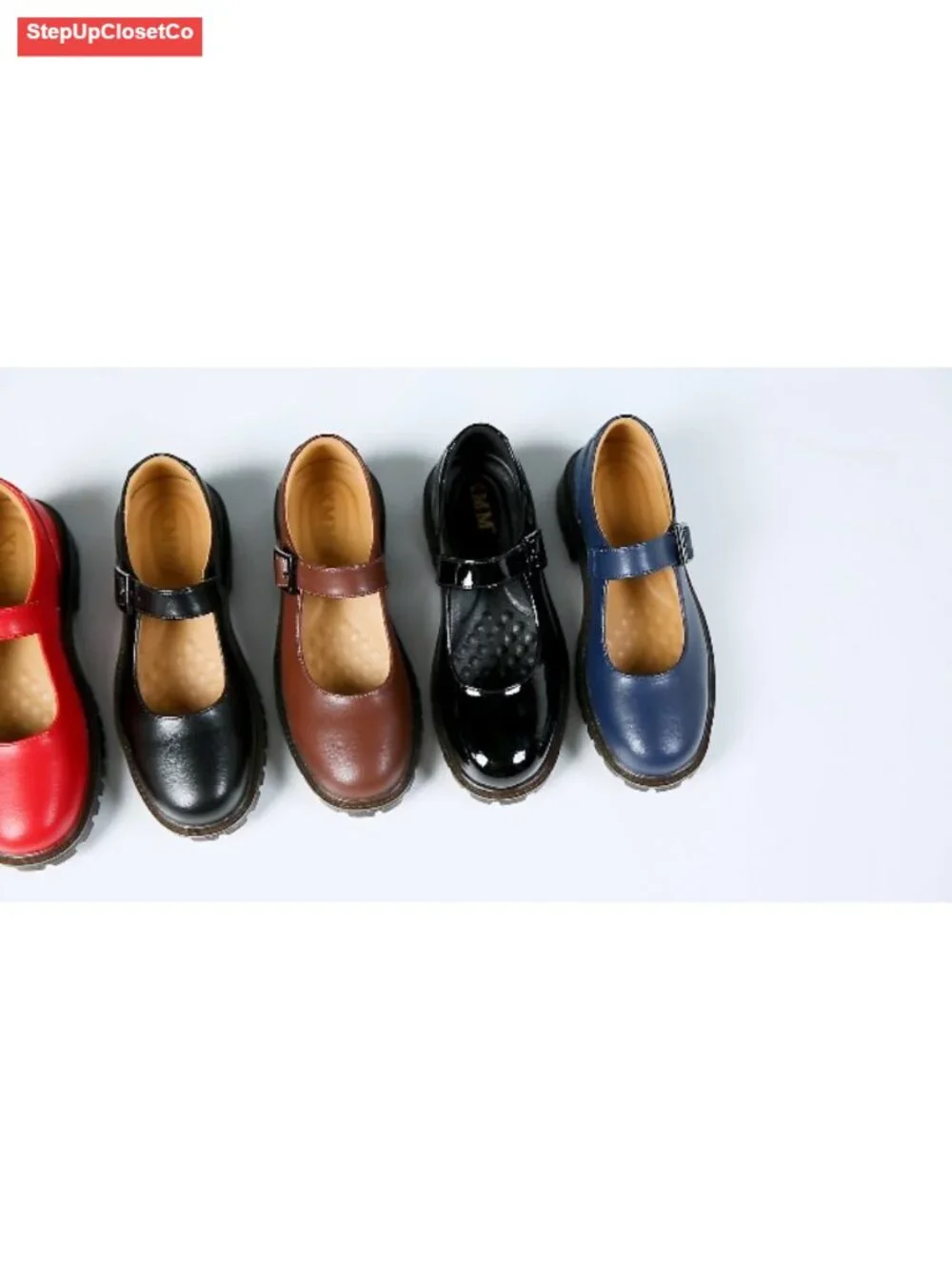 Mary Jane Shoes Women Leather Memory Foam Non-Slip Comfort Flats for Work School